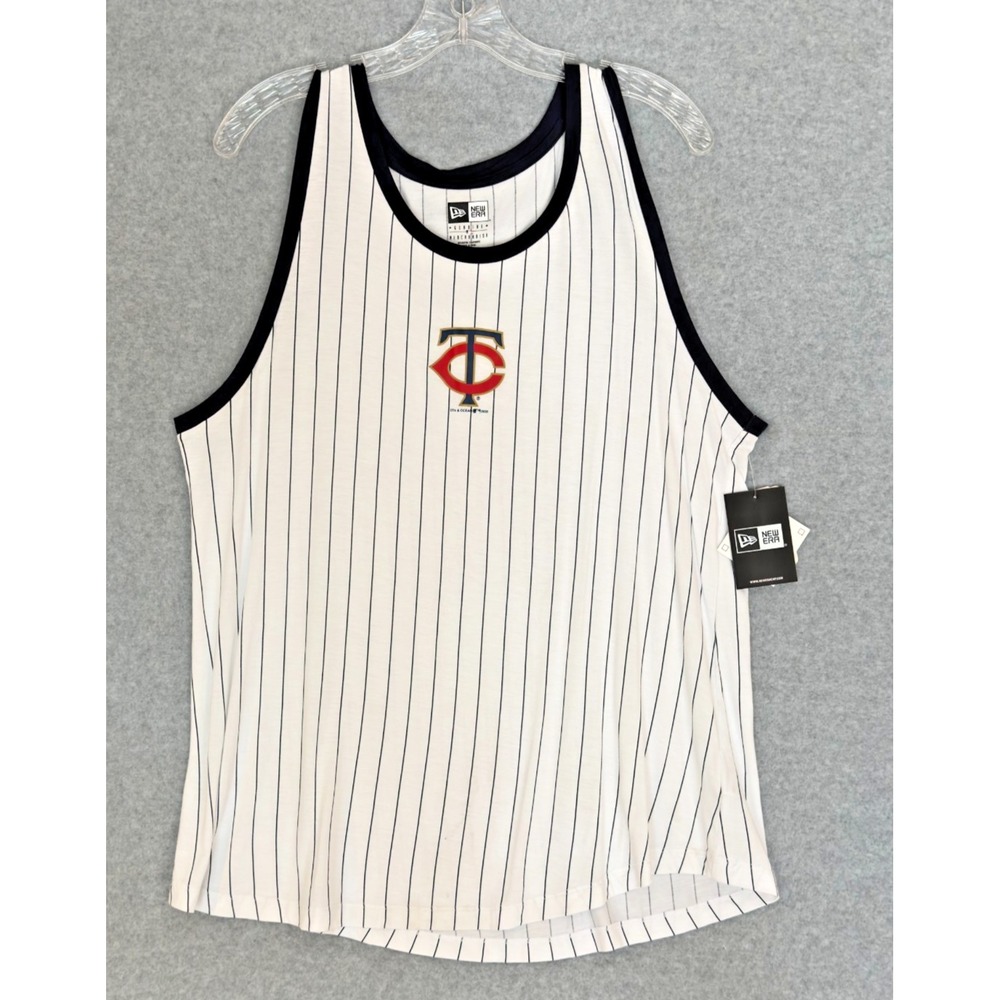 New Era MLB Minnesota Twins Tank Top Womens XL Sleeveless Pin Stripe T-Shirt